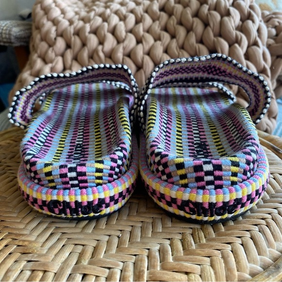 Chloe Rori Sandals Woven Cotton Colourful Slides Slip On Embroidered Rare HTF - Picture 3 of 14